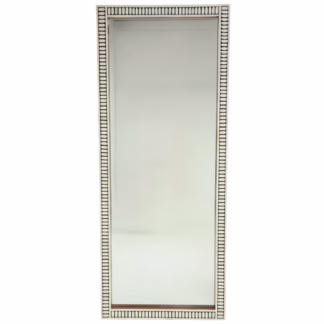 Prajna Bone Inlay Floor Mirror front view showcasing full length proportions and handcrafted inlay border