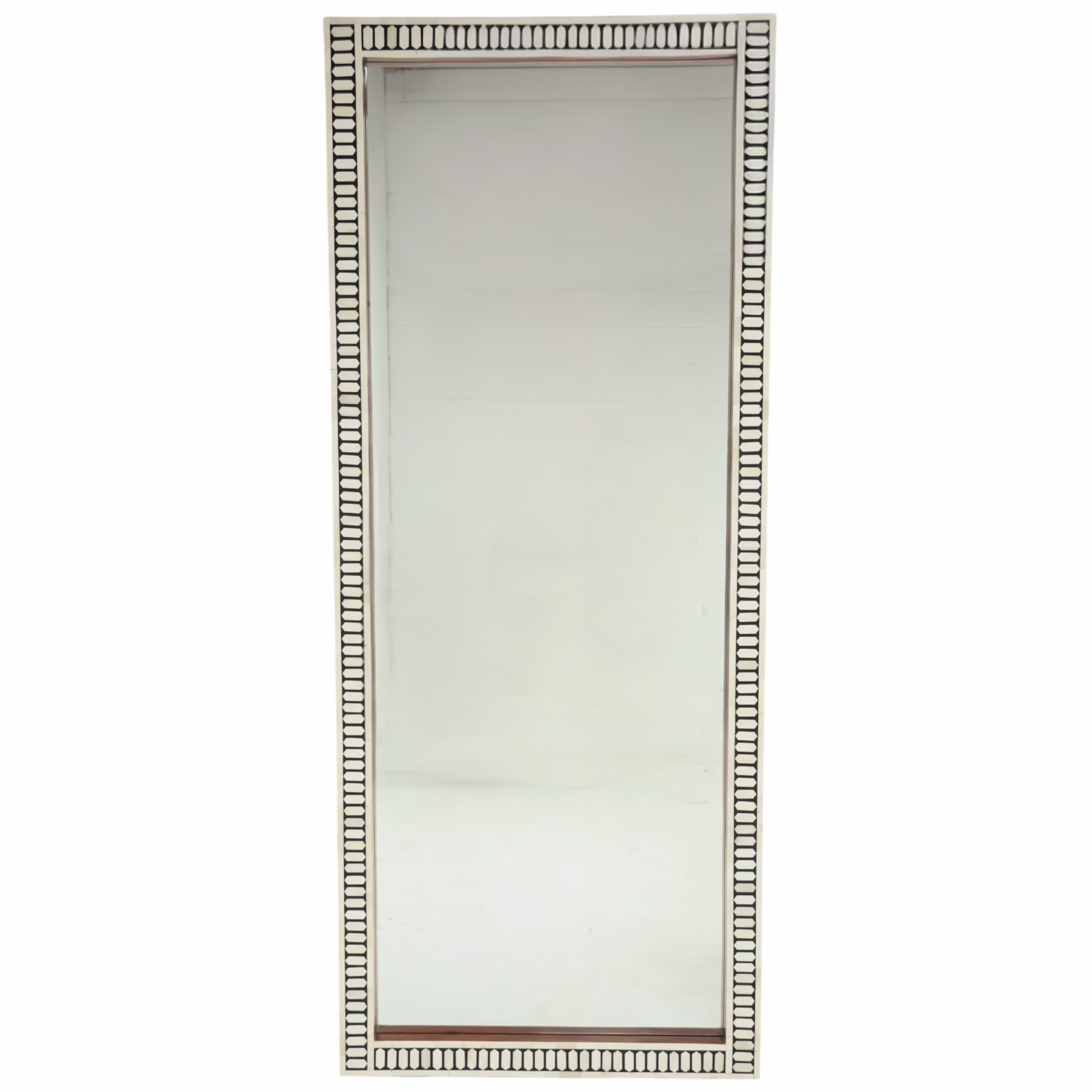 Prajna Bone Inlay Floor Mirror 36" x 88" 1 Prajna Bone Inlay Floor Mirror front view showcasing full length proportions and handcrafted inlay border