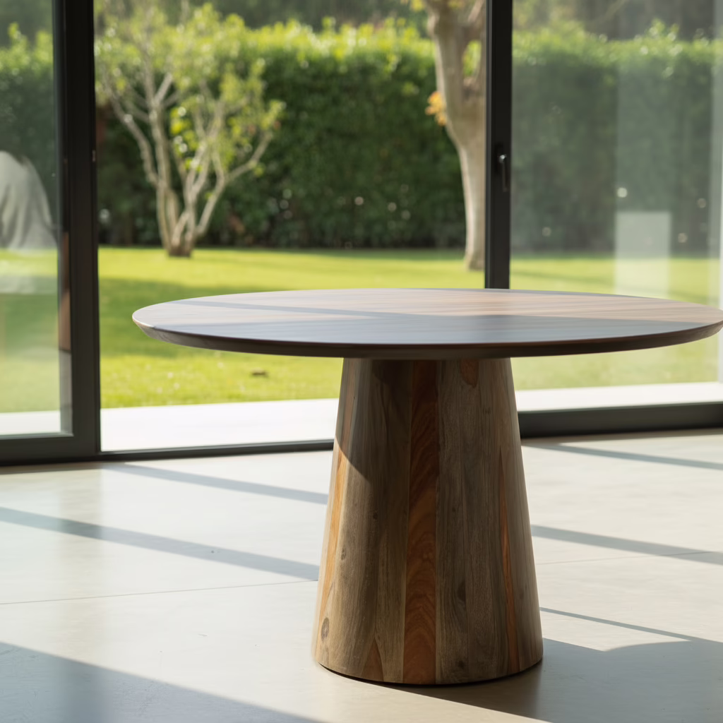 Malone 51" Round Dining Table, Walnut-Grey 9 Malone 51" Round Dining Table, Walnut-Grey - Image 9