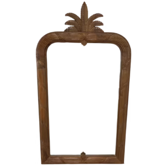 Front view of the Avignon Mirror with tall botanical crown and carved Vintage Walnut frame.