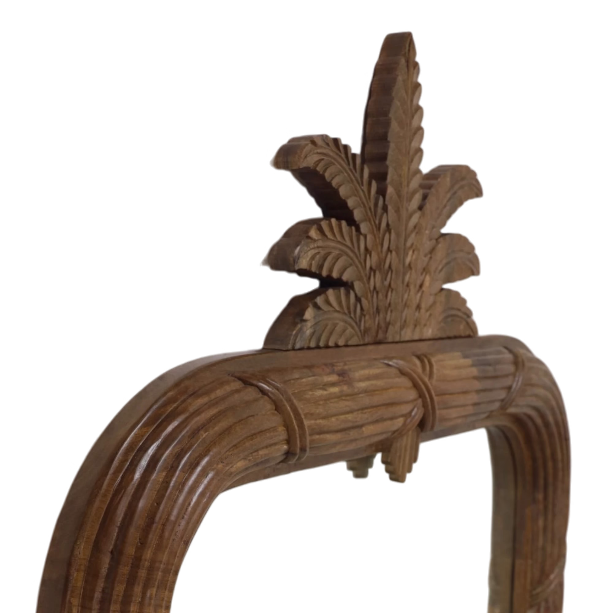Avignon 39" x 72" Hand Carved Wall Mirror, Vintage Walnut 4 Side profile showing the dimensional leaf carving and reeded frame of the Avignon Mirror.