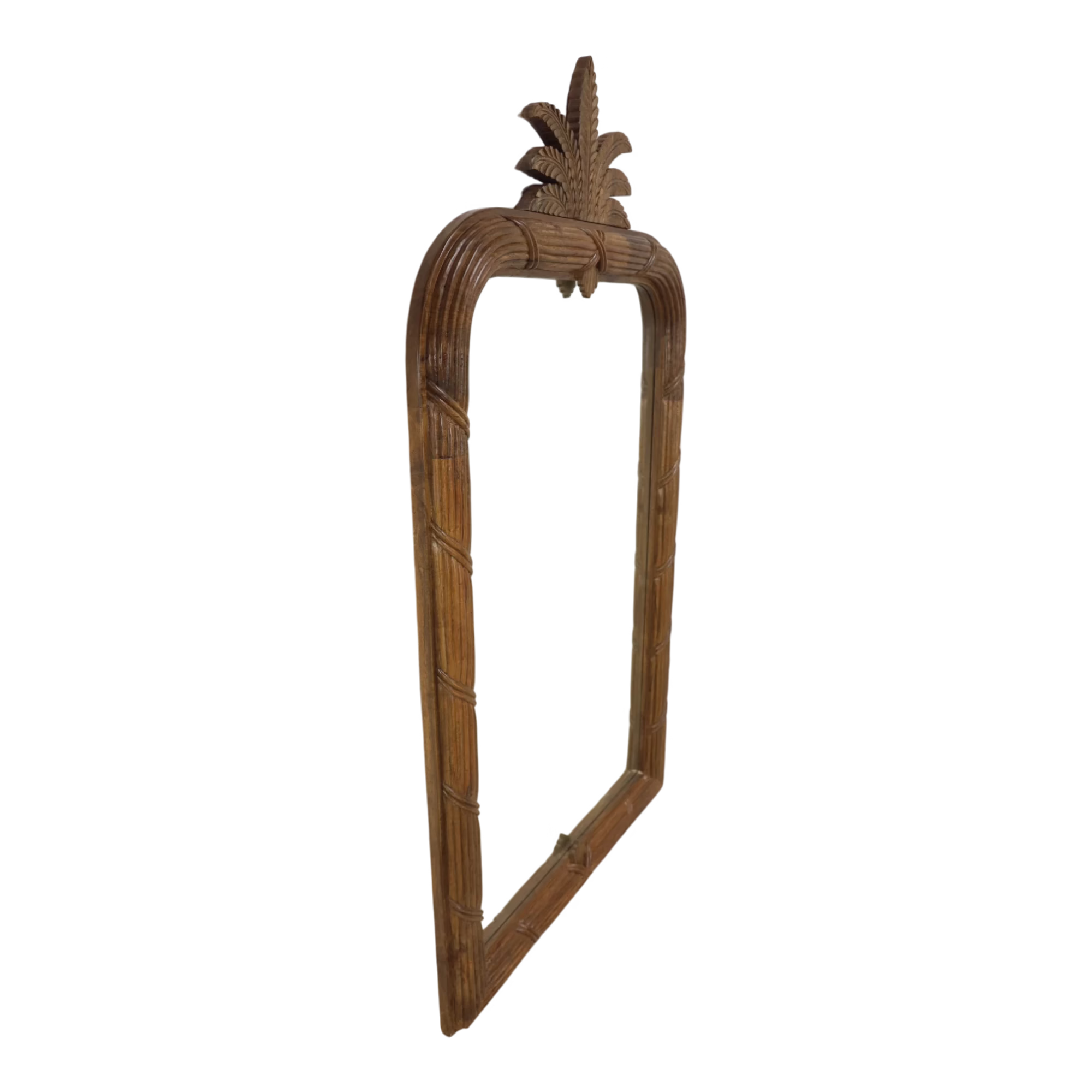 Avignon 39" x 72" Hand Carved Wall Mirror, Vintage Walnut 3 Side perspective of the tall Avignon Mirror and its hand carved walnut frame.