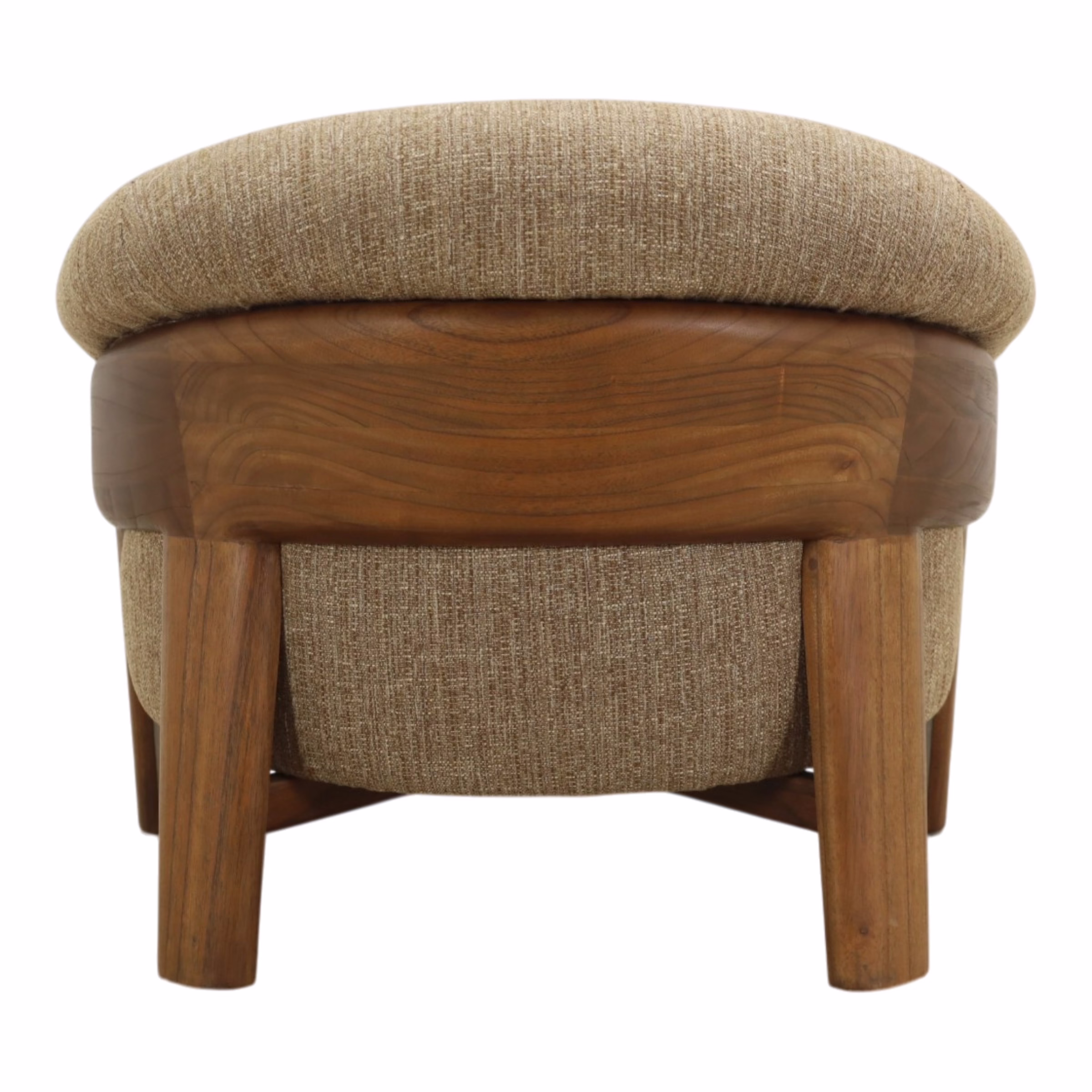 Breya Curved Upholstered Wood Lounge Chair 4 Rear view of the Breya Upholstered Wood Lounge Chair showing exposed wood grain