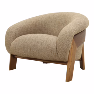 Three-quarter view of the Breya Upholstered Wood Lounge Chair