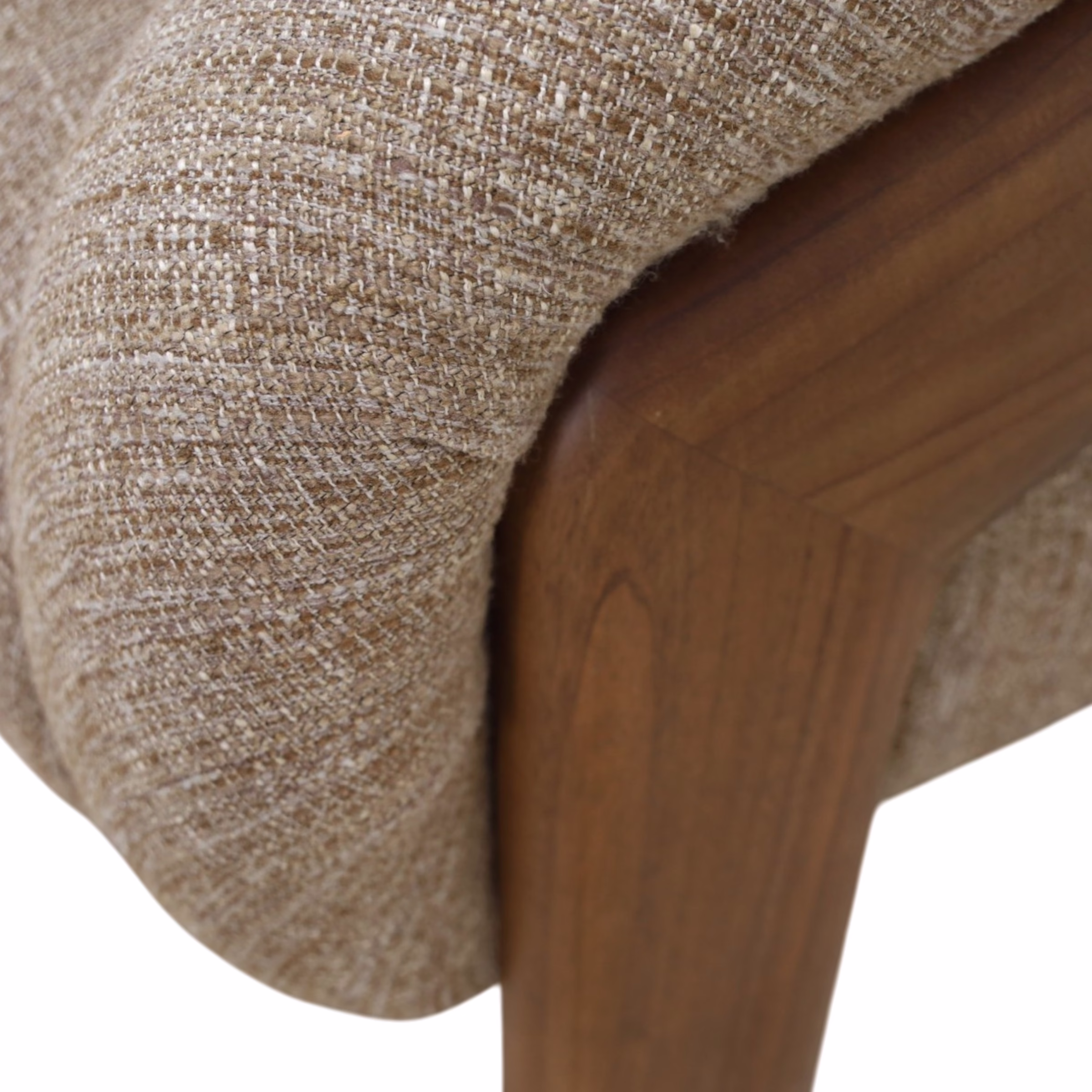 Breya Curved Upholstered Wood Lounge Chair 7 Wood frame and upholstery junction on the Breya Upholstered Wood Lounge Chair