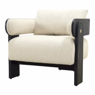 Front angled view of the Eira Wood Frame Upholstered Lounge Chair