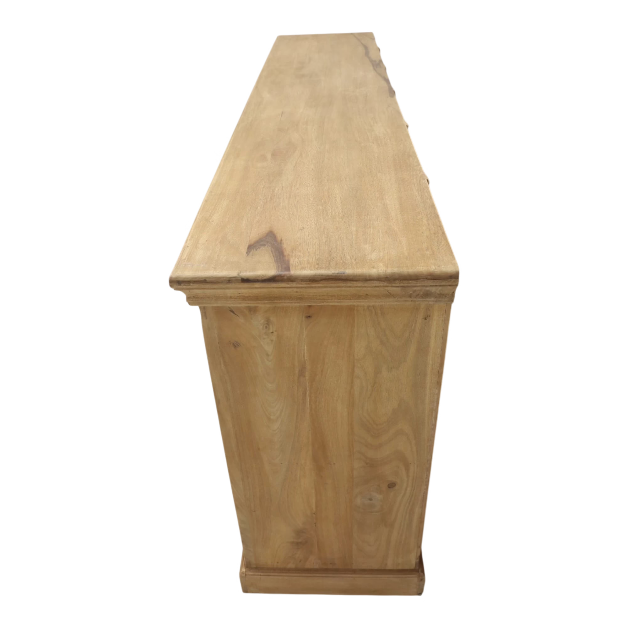 Heritage Reclaimed Wood Antique Door Sideboard PX 16 4 Side view of 19 inch deep Reclaimed Wood Sideboard showing reclaimed wood grain and broad top