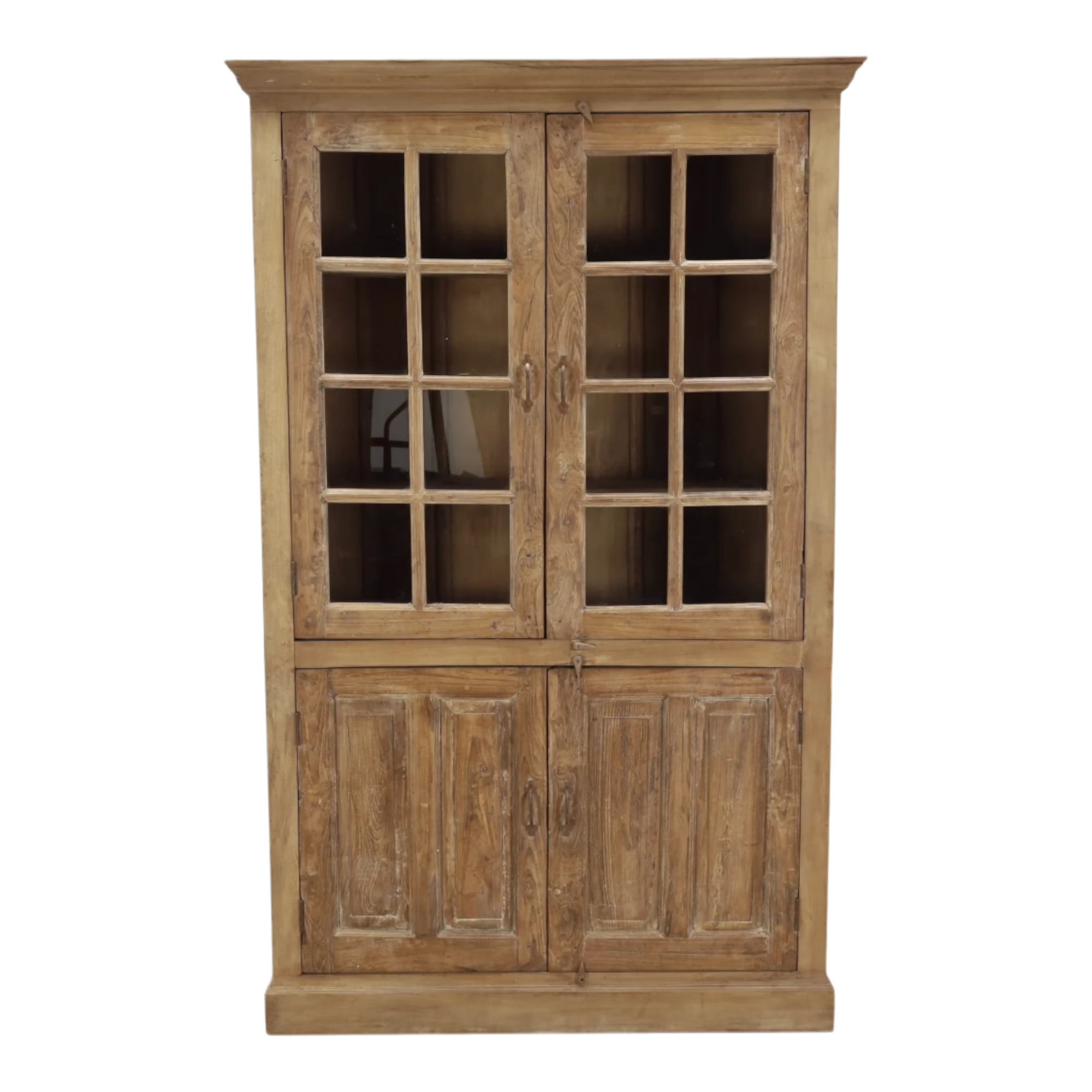 One-of-a-Kind Teak Glass Door Display Cabinet, PX 31 2 One-of-a-kind teak glass door display cabinet with upper glass doors and lower paneled doors