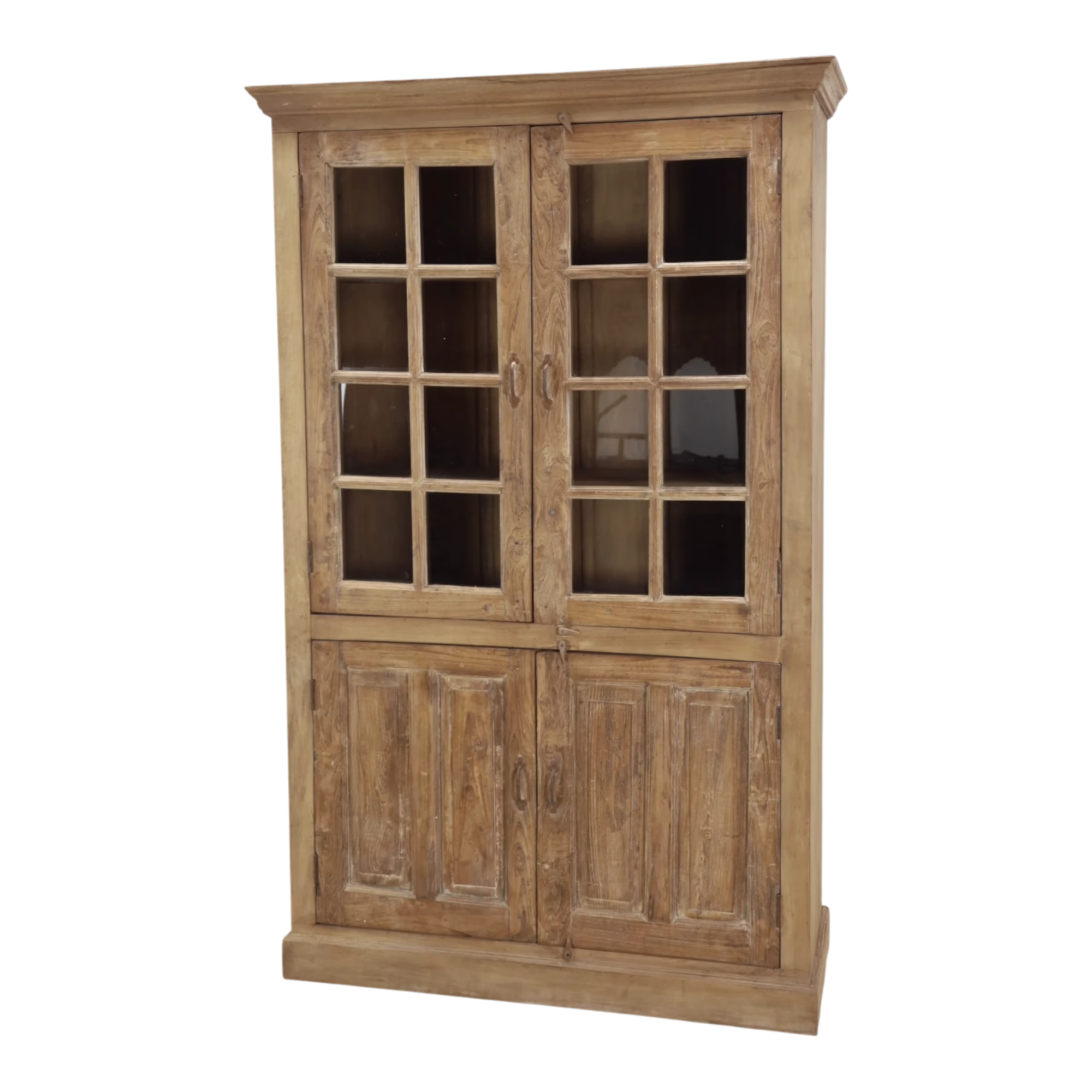 One-of-a-Kind Teak Glass Door Display Cabinet, PX 31 1 Full-height teak display cabinet with glass and paneled wood doors