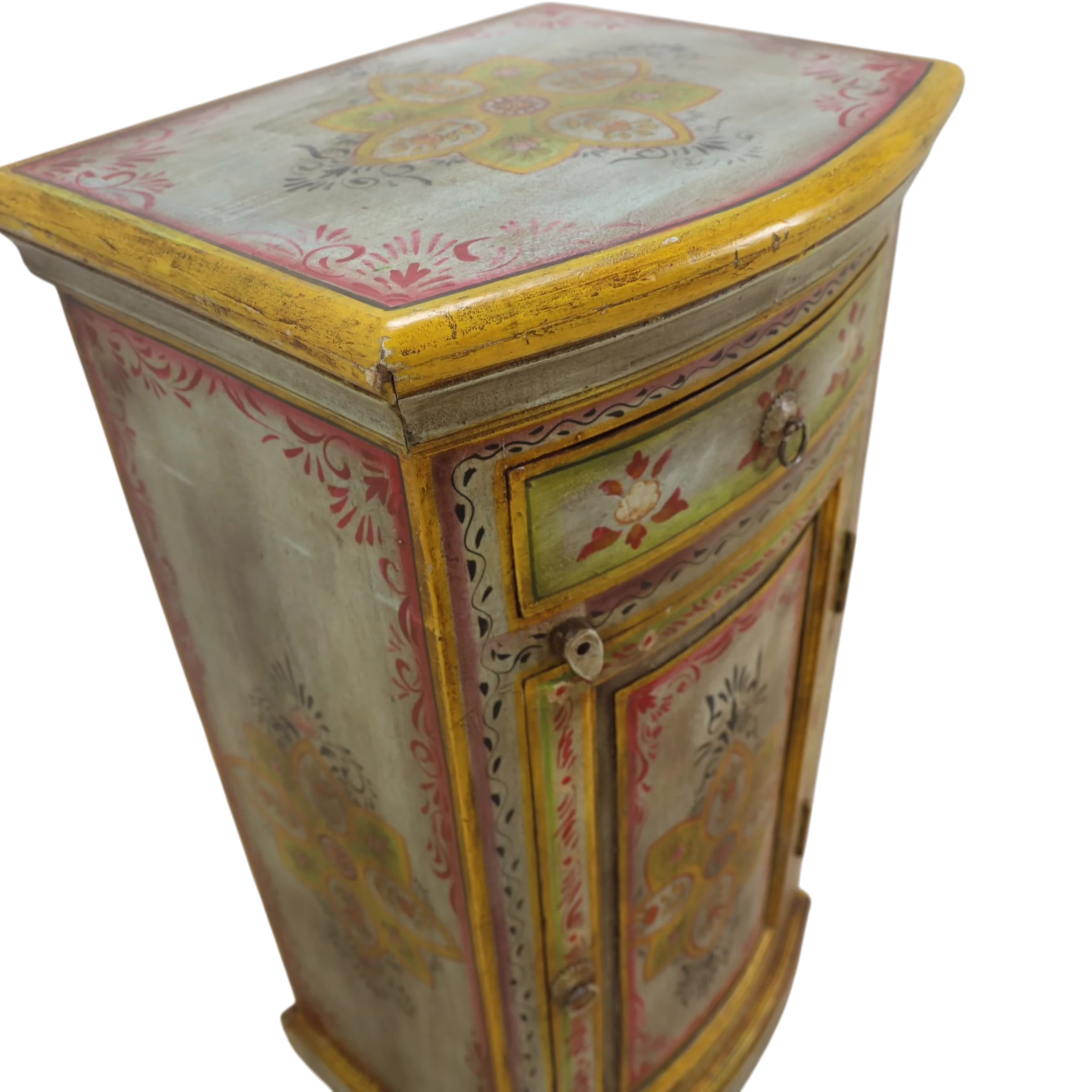 One-of-a-Kind Hand-Painted Mango Wood Accent Cabinet, PX 43 6 Floral painted top on one-of-a-kind mango wood accent cabinet